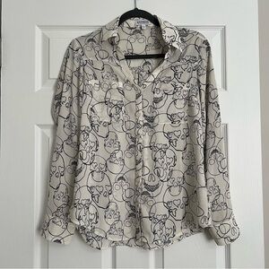 RARE - S - Express Skull Heart Eyed Portofino Shirt - NWOT